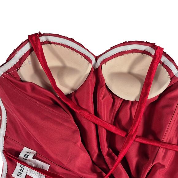 Sherri Hill Red Beaded Bling Mermaid Formal Prom Event Gown Dress Women's 12 - Picture 3 of 5